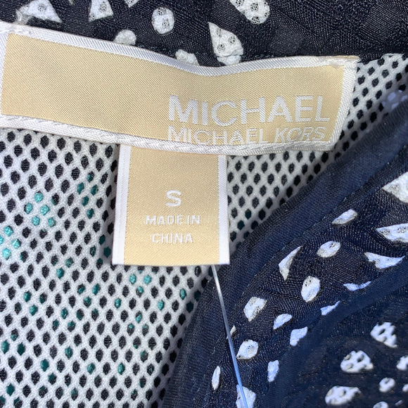 NWT MICHAEL KORS Navy White Lazer Cut Dress Top Size Small - Picture 5 of 6